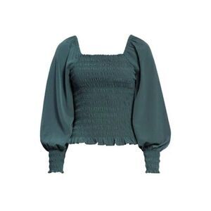 Madewell Lucie Bubble Sleeve Smocked Top in Green Women's Size S